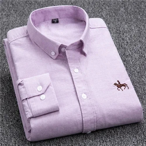 Elevated Cotton Oxford Shirt with Embroidery
