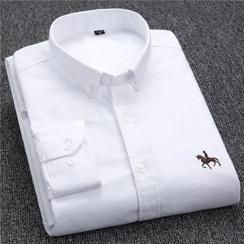 Elevated Cotton Oxford Shirt with Embroidery