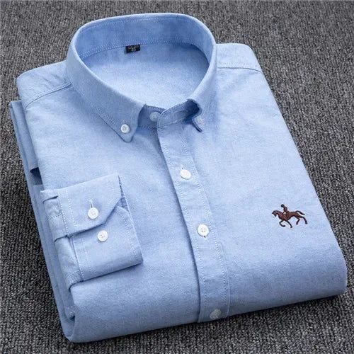 Elevated Cotton Oxford Shirt with Embroidery