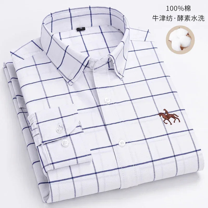 Elevated Cotton Oxford Shirt with Embroidery