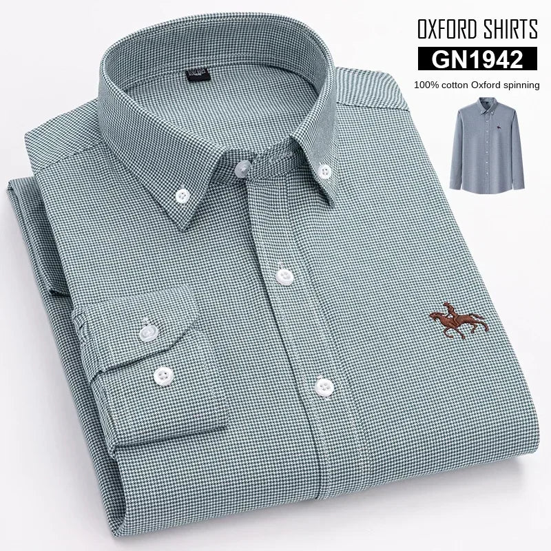 Elevated Cotton Oxford Shirt with Embroidery
