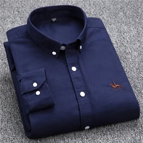 Elevated Cotton Oxford Shirt with Embroidery