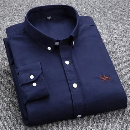 Elevated Cotton Oxford Shirt with Embroidery