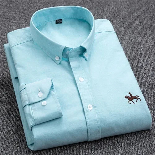 Elevated Cotton Oxford Shirt with Embroidery
