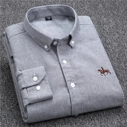 Elevated Cotton Oxford Shirt with Embroidery